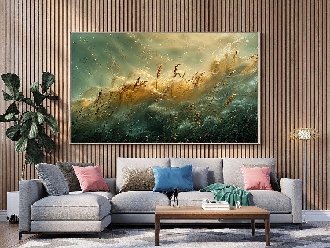 Tablou Canvas camp auriu scalda in lumina calda | The Print Studio