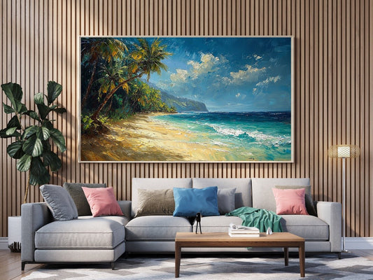 Tablou Canvas Natura - Plajă Tropicală Senină pentru Living Decorativ