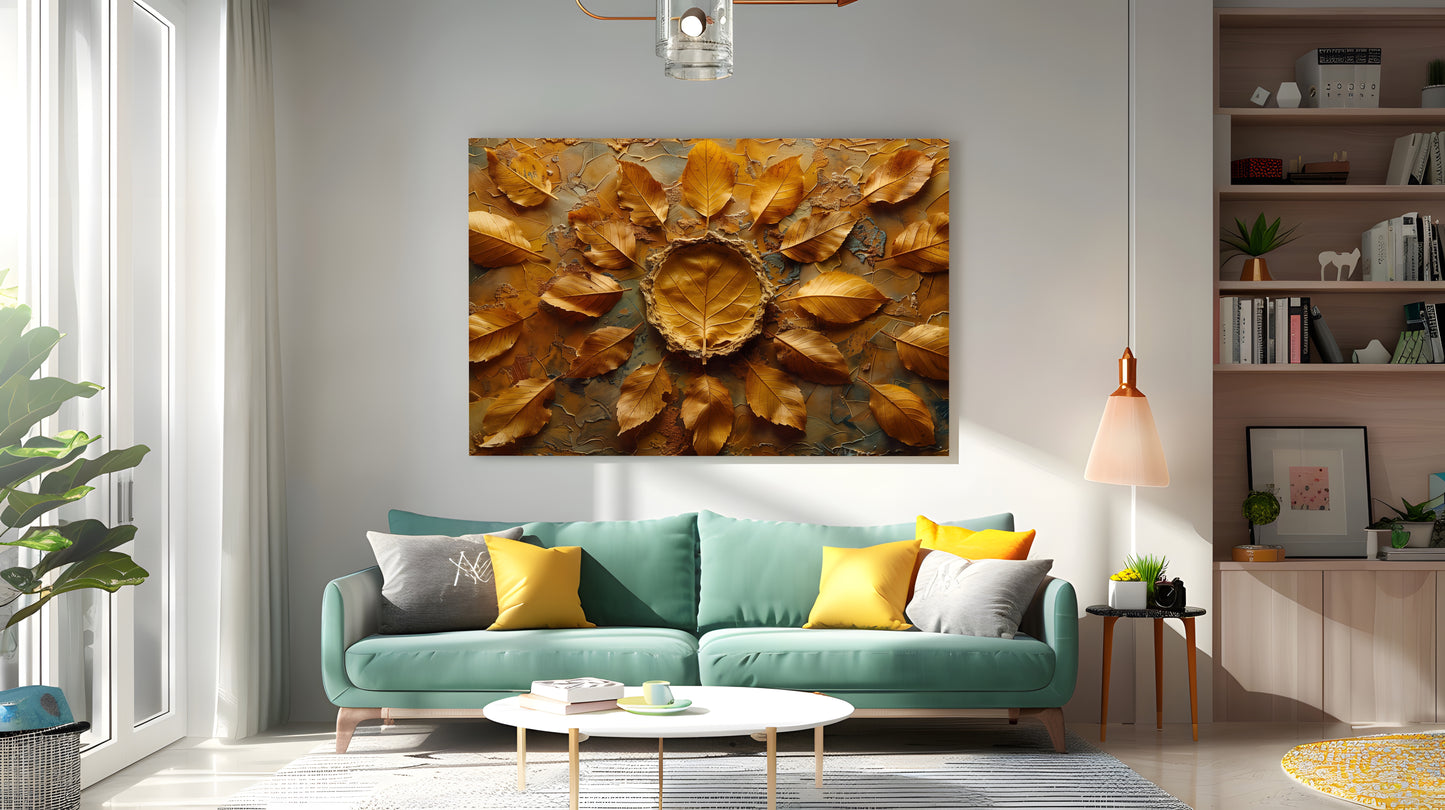 Tablou Canvas frunze tomnatice cu textura naturala abstracta | The Print Studio