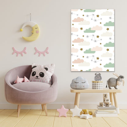 Tablou Canvas pentru Copii "Vis de Nori Pastel" - Design Decorativ Unic