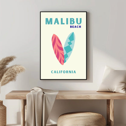 Tablou Canvas surf retro plaja Malibu stil minimalistic | The Print Studio