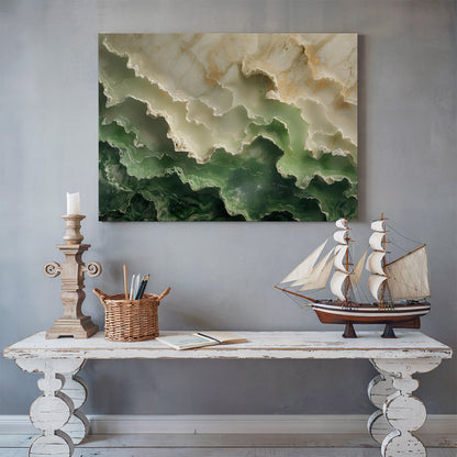 Tablou Canvas verde marmura stratificata | The Print Studio
