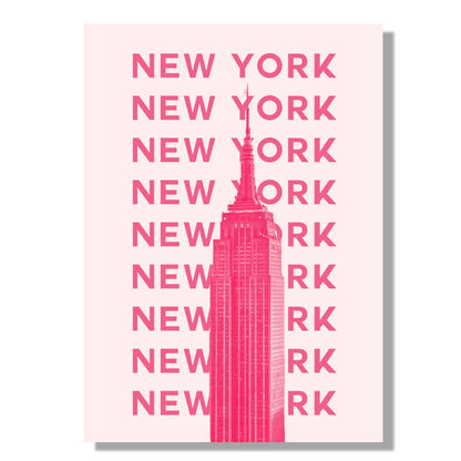 Tablou Canvas Empire State roz pe fundal modern New York | The Print Studio