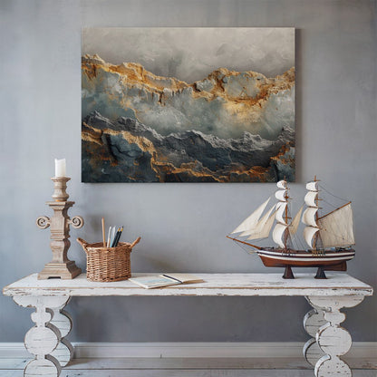 Tablou Canvas stralucire aurie pe texturi de piatra abstracta | The Print Studio