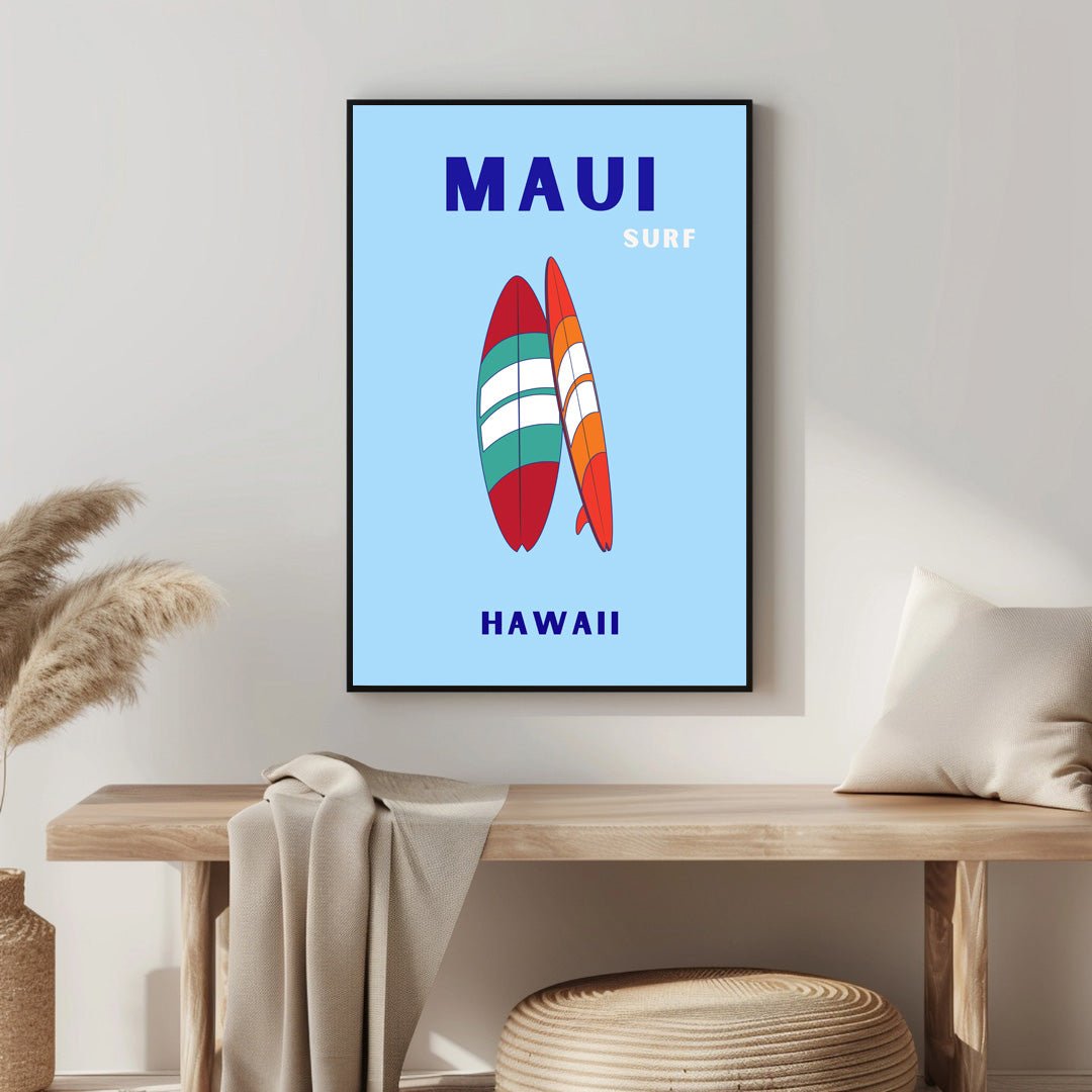 Tablou Canvas Hawaii placi surf colorate in ocean stil minimalist | The Print Studio