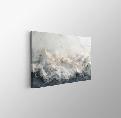 Tablou Canvas munti invaluiti in ceata si lumina aurie | The Print Studio