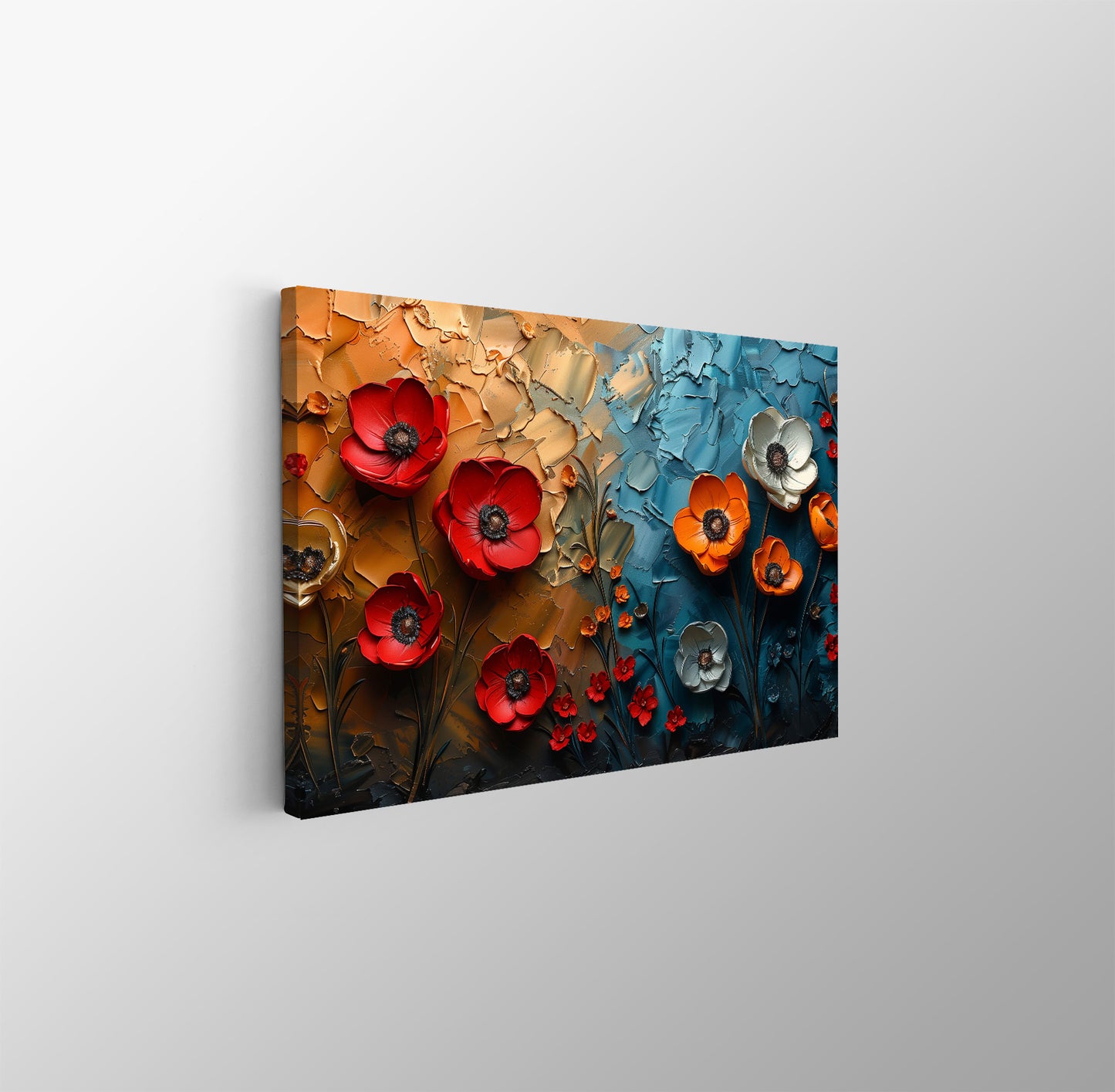 Tablou Canvas flori multicolore intr-un camp cu textura vibranta | The Print Studio