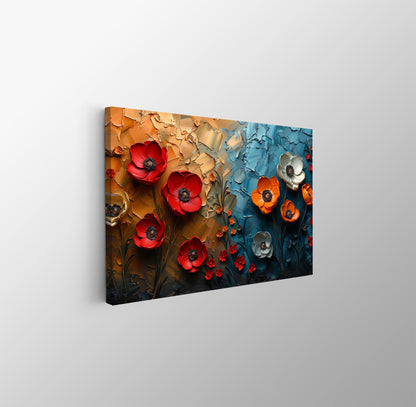 Tablou Canvas flori multicolore intr-un camp cu textura vibranta | The Print Studio