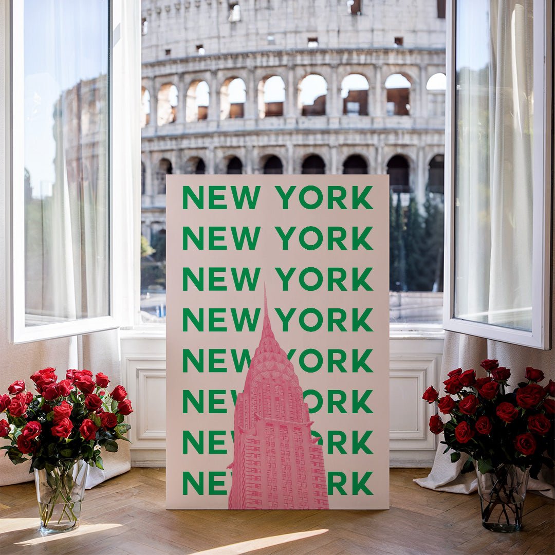 Tablou Canvas text vertical New York oras iconic in stil pop art | The Print Studio