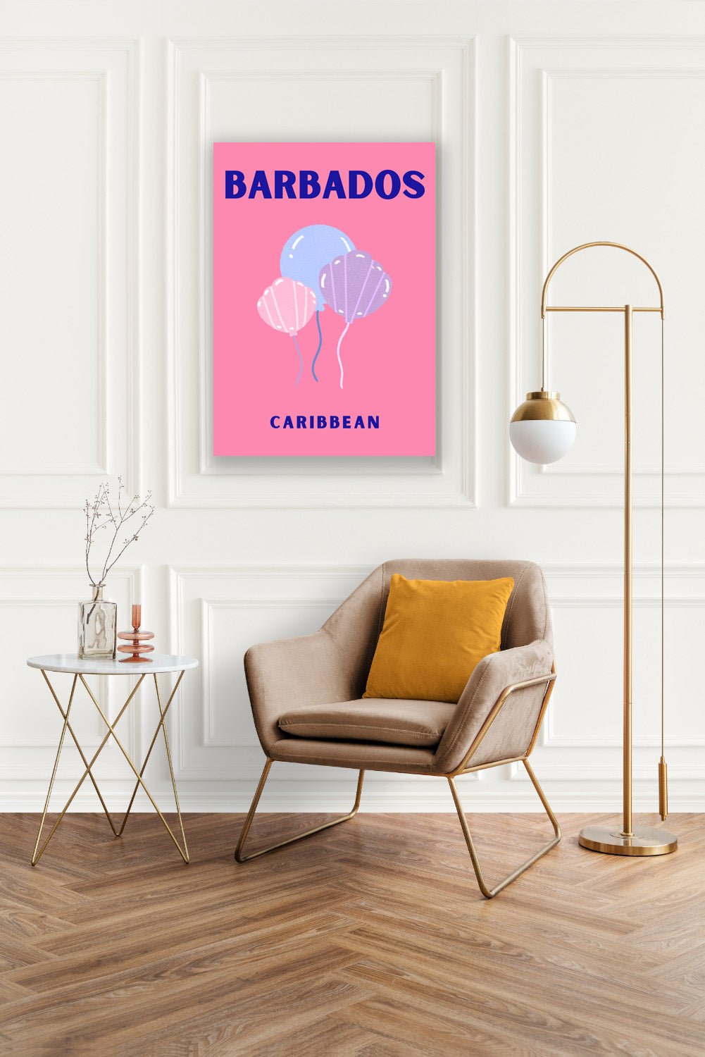 Tablou Canvas baloane colorate plutind vesel in stil minimalist | The Print Studio