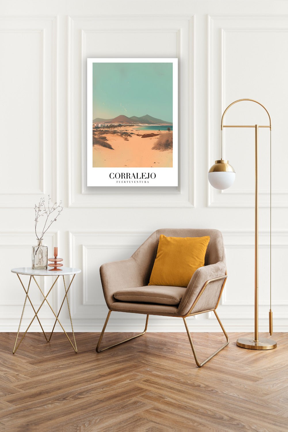 Tablou Canvas Print plaja Corralejo peisaj senin cer pastel, stil modern