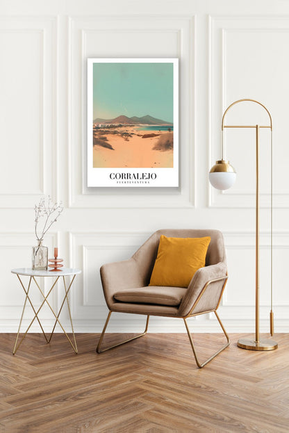 Tablou Canvas Print plaja Corralejo peisaj senin cer pastel, stil modern