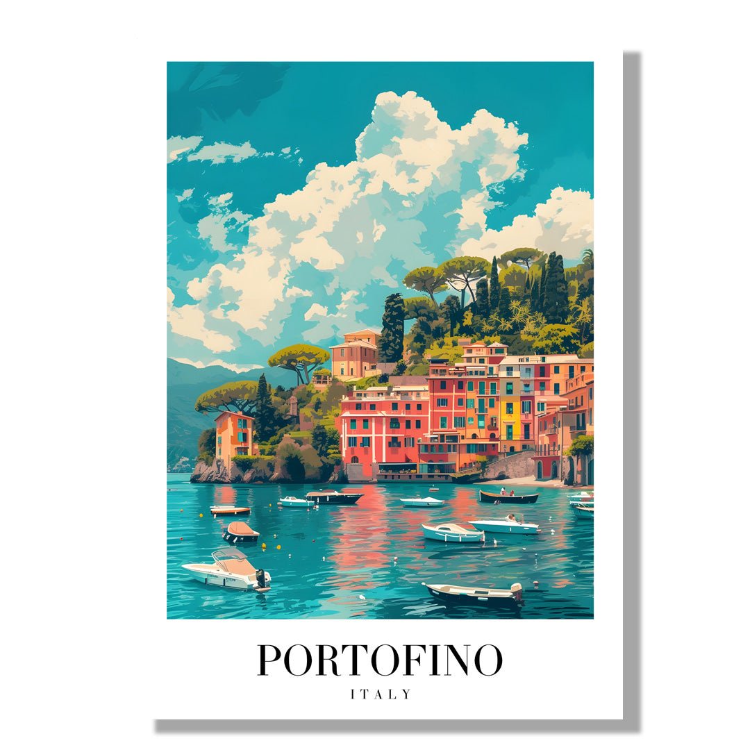 Tablou Canvas portofino vibrant sub cer albastru clar | The Print Studio