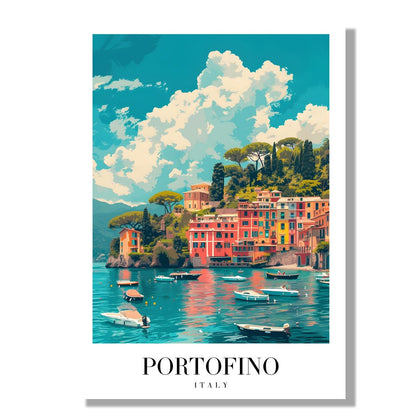 Tablou Canvas portofino vibrant sub cer albastru clar | The Print Studio