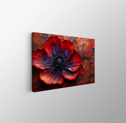 Tablou Canvas floare rosie abstracta pe fond texturat | The Print Studio