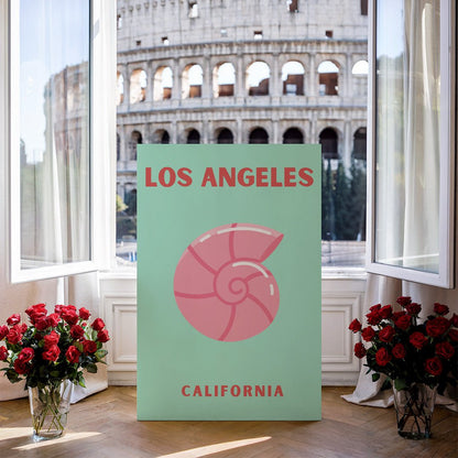 Tablou Canvas scoica roz minimalista, peisaj los Angeles | The Print Studio