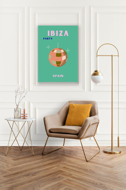Tablou Canvas discoball Ibiza explozie vibranta culoare | The Print Studio