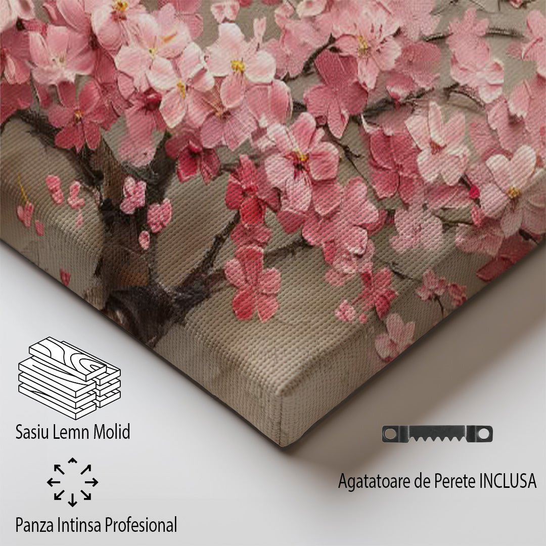 Tablou Canvas floare de cires roz in stil abstract vibrant | The Print Studio