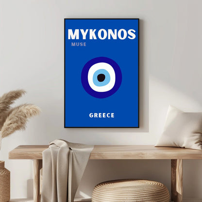 Tablou Canvas Grecia albastru alb minimalist si mistic | The Print Studio