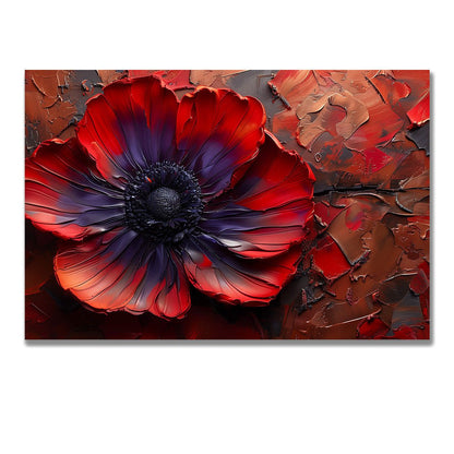 Tablou Canvas floare rosie abstracta pe fond texturat | The Print Studio