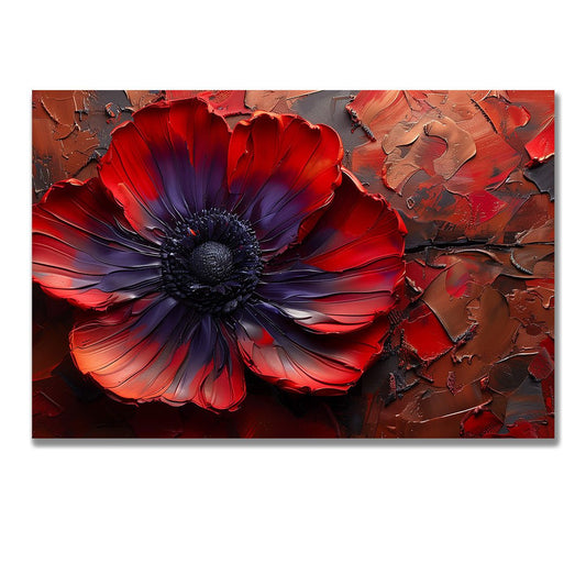 Tablou Canvas floare rosie abstracta pe fond texturat | The Print Studio