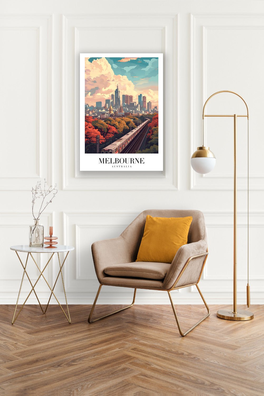 Tablou Canvas Print Melbourne tren cer senin toamna stil ilustrativ