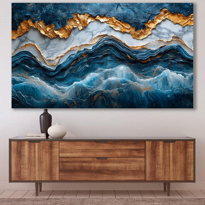 Tablou Canvas Natura "Valuri Oceanice Abstracte" - Artă Contemporană Unică