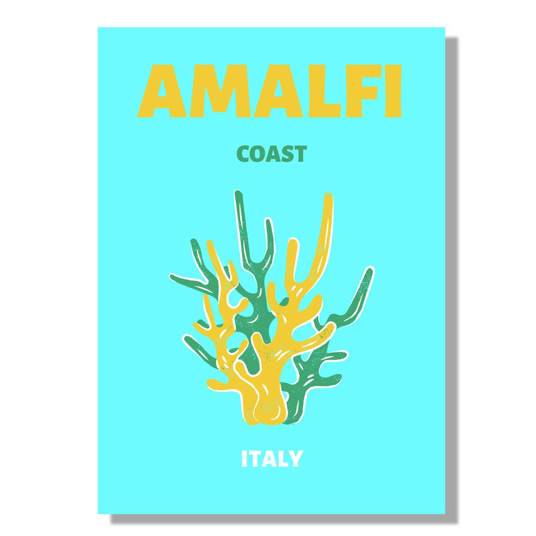 Tablou Canvas golful Amalfi turcoaz in stil minimalist vibrant | The Print Studio