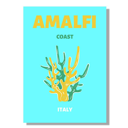 Tablou Canvas golful Amalfi turcoaz in stil minimalist vibrant | The Print Studio