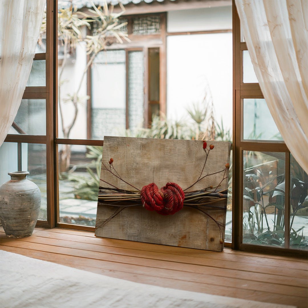 Tablou Canvas franghie rosie cu noduri simbolic realist | The Print Studio