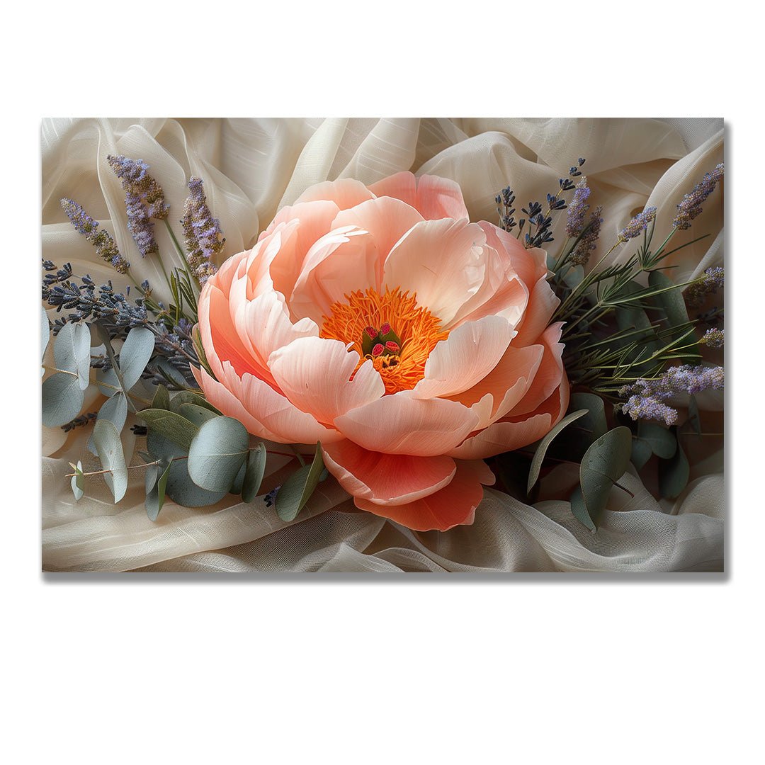 Tablou Canvas buchet pastelat cu lavanda si eucalipt realist | The Print Studio