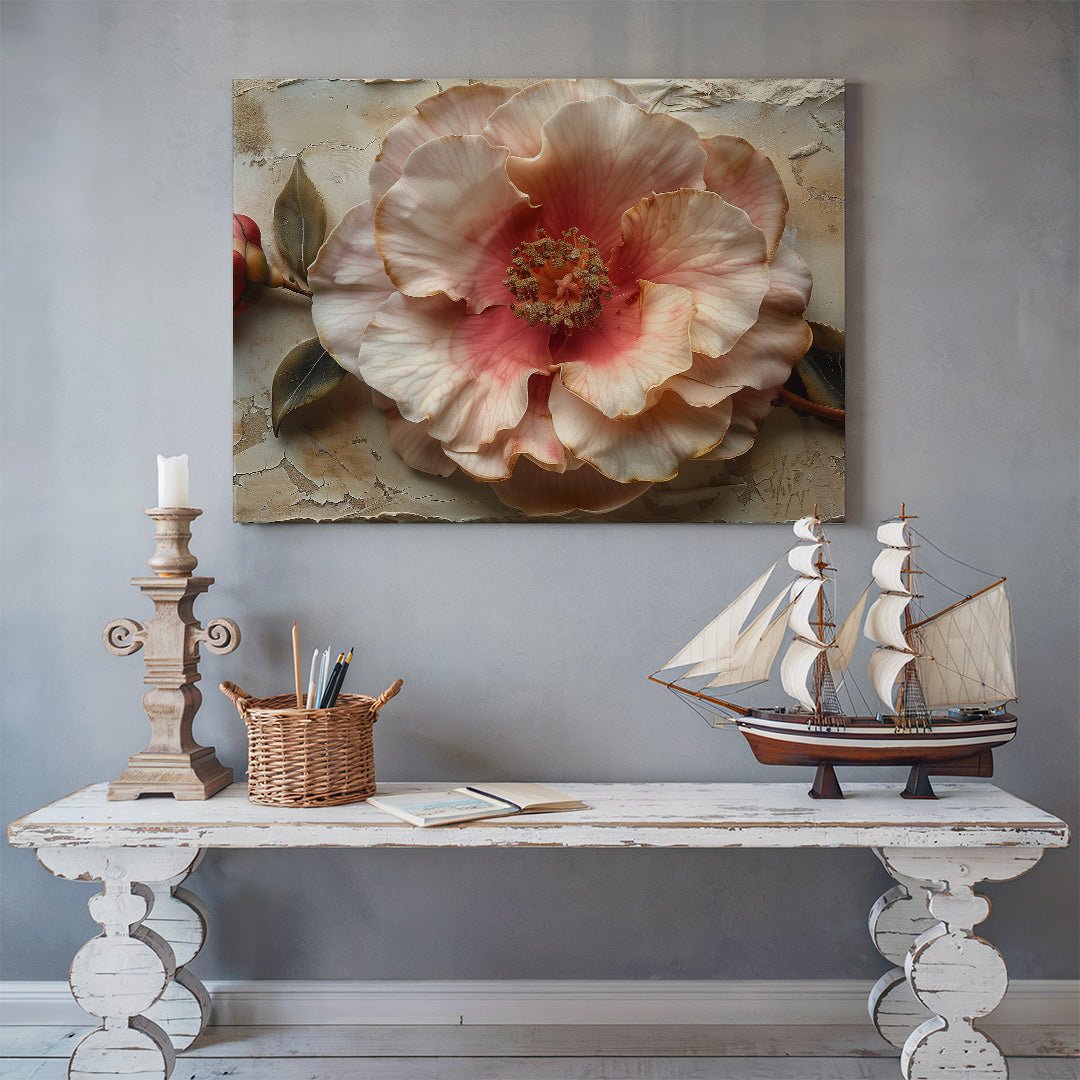 Tablou Canvas floare roz delicata cu detalii realiste | The Print Studio