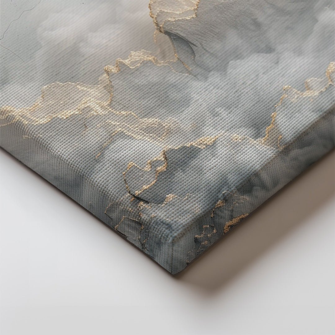 Tablou Canvas munti invaluiti in ceata si lumina aurie | The Print Studio