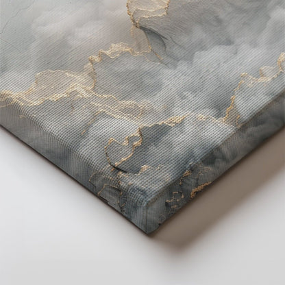 Tablou Canvas munti invaluiti in ceata si lumina aurie | The Print Studio