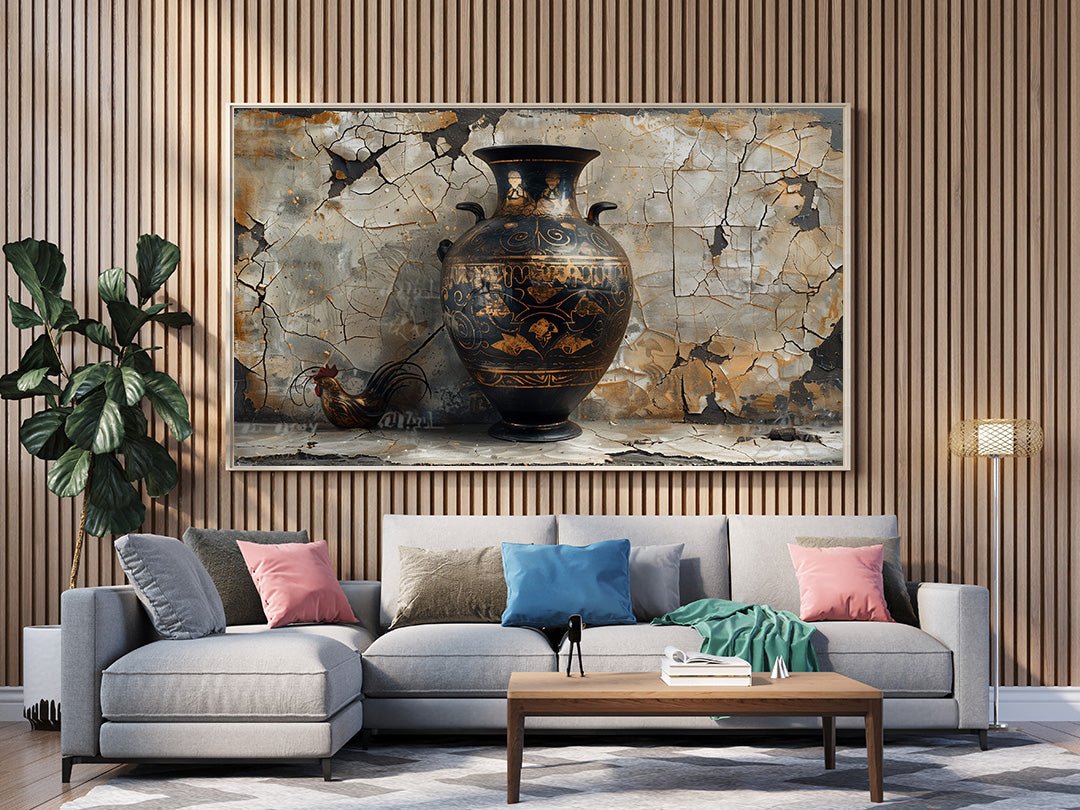 Tablou Canvas cocos langa vaza din ceramica veche, surpriza antichitatii | The Print Studio