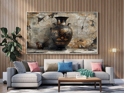 Tablou Canvas cocos langa vaza din ceramica veche, surpriza antichitatii | The Print Studio