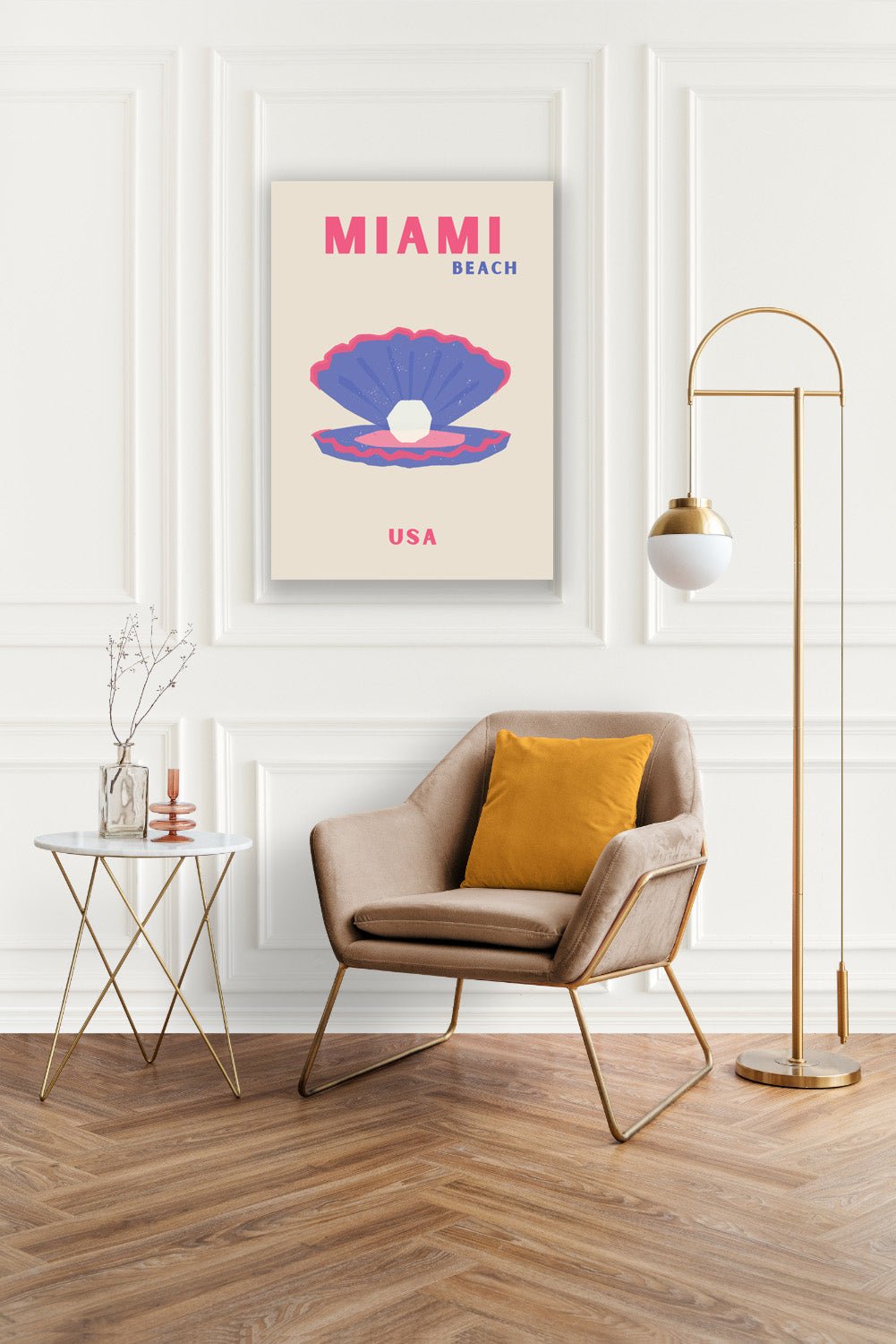 Tablou Canvas scoica delicata pe plaja Miami, eleganta minimalista | The Print Studio