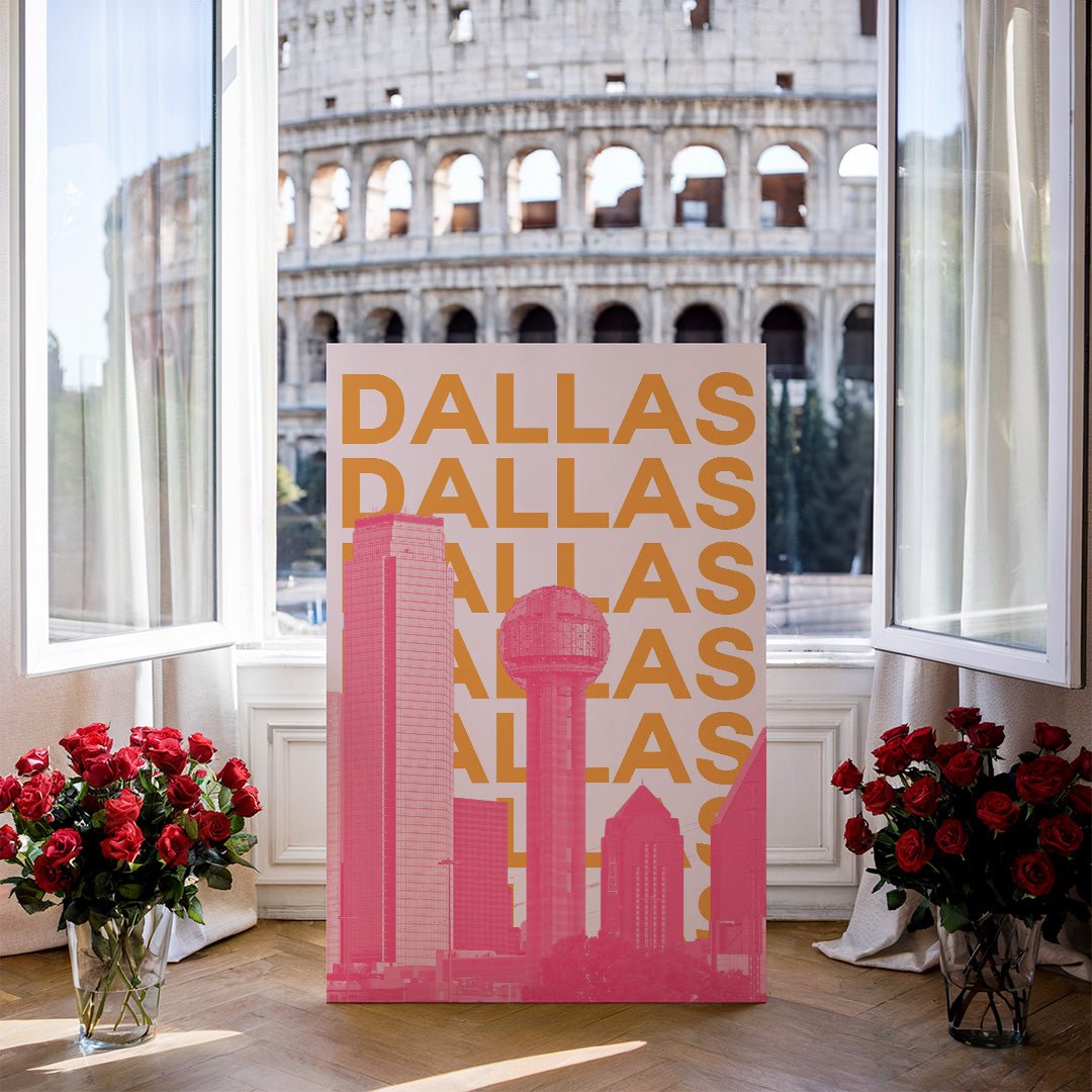 Tablou Canvas Dallas contur urban vibrant in stil pop-art | The Print Studio