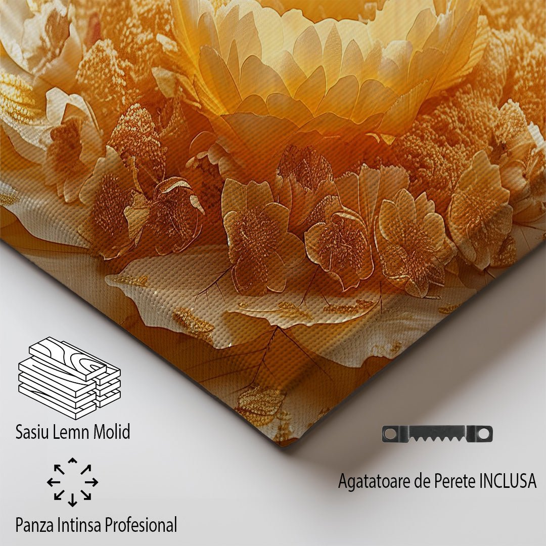 Tablou Canvas Floare Aurie cu Petale Elegante si Abstracte | The Print Studio