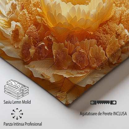 Tablou Canvas Floare Aurie cu Petale Elegante si Abstracte | The Print Studio