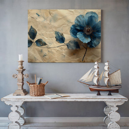 Tablou Canvas floare albastra eleganta, textura abstracta | The Print Studio