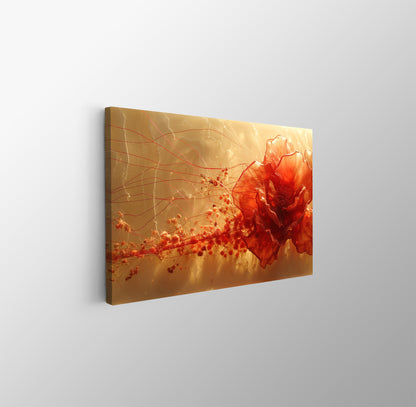 Tablou Canvas floare rosie delicata pe fond luminos abstract | The Print Studio