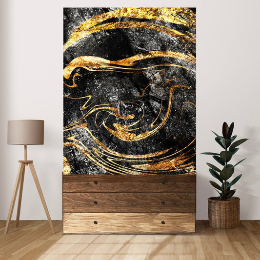 Tablou Canvas Black & Gold Eleganță Artistică Abstractă