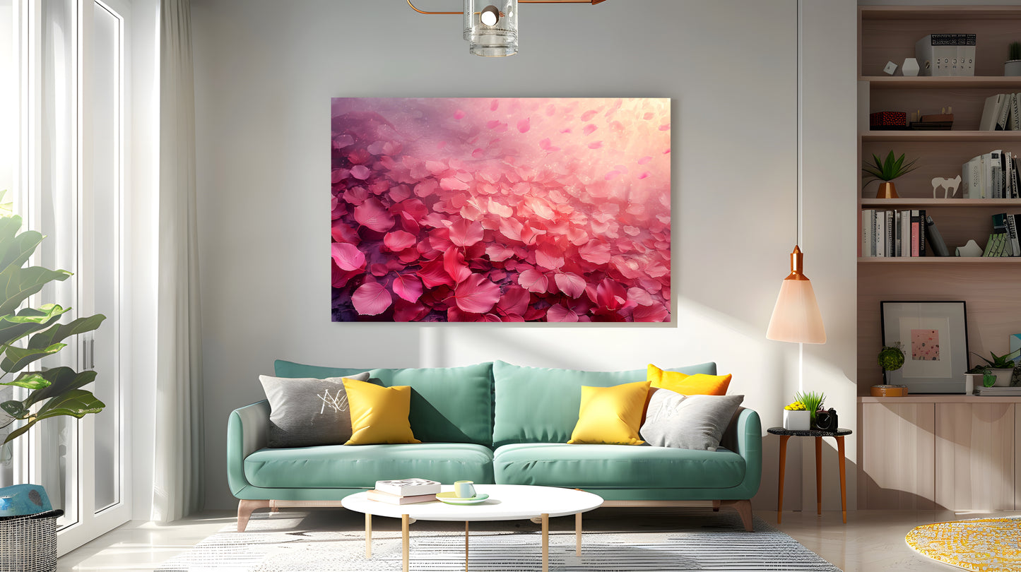 Tablou Canvas petale roz diafane in cadere naturala | The Print Studio