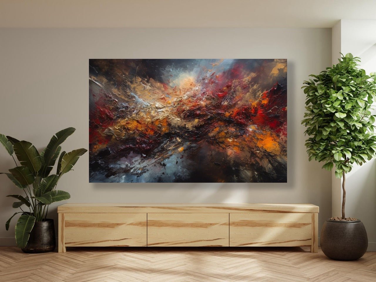 Tablou Canvas Natura - Explozie de Culori Abstracte în Peisaj Modern