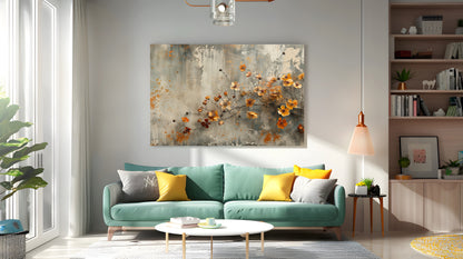 Tablou Canvas flori portocalii pe fundal de toamna vintage | The Print Studio