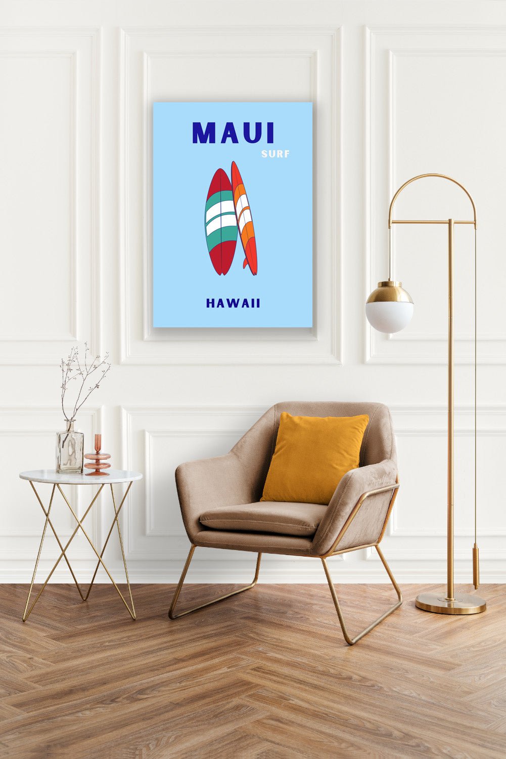 Tablou Canvas Hawaii placi surf colorate in ocean stil minimalist | The Print Studio