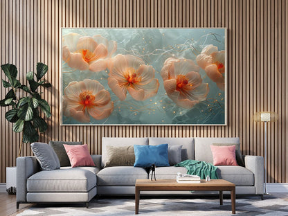 Tablou Canvas flori eterice scanteietoare in tonuri pastelate | The Print Studio