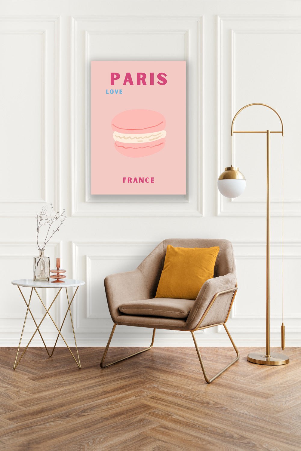 Tablou Canvas macaron roz Paris stil minimalist seducator | The Print Studio