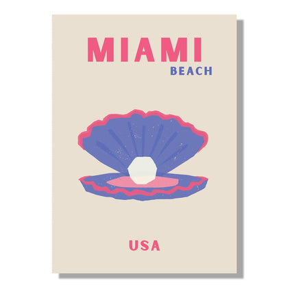 Tablou Canvas scoica delicata pe plaja Miami, eleganta minimalista | The Print Studio